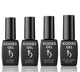 KODIES GEL 12ml8ml Rubber Base Coat Top Coat UV Gel Nail Polish Set Bright No Sticky Top No Wipe Strong Reinforce Base6491711