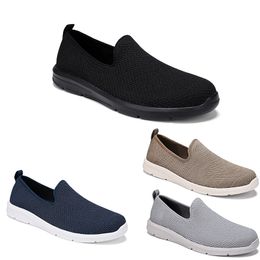 Free Shipping Men Women Running Shoes Anti-Resistant Breathable Mesh Slip-On Soft Solid Grey Black Khaki Deep Blue Mens Trainers Sport Sneakers GAI