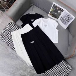 Two Piece Dress designer Trendy summer suit skirt T-shirt pleated fashion hot diamond decoration age reducing generous set two-piece for women 2TZG