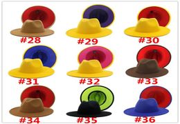 Panama Cap Jazz Formal Hat Lady Felt Fedora Hats fashion Patchwork wide Brim caps Unisex Trilby Chapeau for Men Women Red Black 208931768