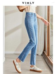 Women's Jeans Vimly Cotton Elastic Summer High Waist For Women Girls 2024 Thin Blue Denim Harem Pants Street Casual Trousers