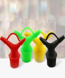 Bar Tools Soy Oil Bottle Silicone Double Mouth Bottle Stopper Wine Sauce Pour Liquid Nozzle Kitchen Accessories ZC20644492375