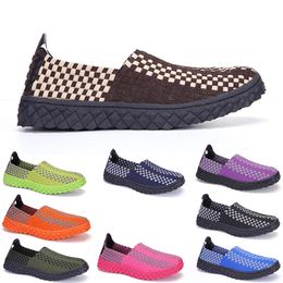 Free Shipping Men Women Running Shoes Anti-Slip Breathable Slip-On Solid Flat Blue Orange Purple Pink Black Green Brown Mens Trainers Sport Sneakers GAI