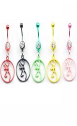 5 Colours Browning Deer Belly Button Navel Rings Body Piercing Jewellery Dangle Fashion Charm Cz Stone 10Pcs Lot 4Ciy22306209