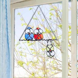 Decorative Figurines Birds Stained Glass Window Hanging Decor Wind Chime Suncatcher Acrylic Decoration Crafts Pendant Home