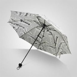 Creative Retro Newspaper Sunny Umbrella Dual Use Trifold Fold Men Women Student Fashion Personality Gift Umbrella Whole268975354621647406