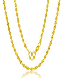 Genuine 18k Yellow Gold Color Necklace For Women Water Wave Chain Bone/Box/O Chain 45cm Necklace Pendant Jewelry 09278826820