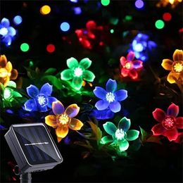 Solar Garden Light Flower Outdoor Solar String Lights Waterproof Fairy Simulation Floral Garlands Lamp Christmas Decoration
