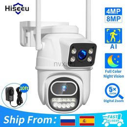 IP Cameras Hiseeu 4K 8MP PTZ WIFI Camera Dual Lens Dual Screen IP Camera Outdoor Automatic Tracking Security Protection CCTV Monitoring Camera d240510