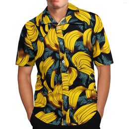 Men's Casual Shirts Shirt For Mens Hawaiian Banana Fruit 3D Printed Beach Short Sleeve Brand Imported Clothing Plus Size Streetwear Vacation