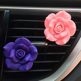 Interior Decorations Camellia Flower Decor Car Aroma Diffuser Flavoring In Car Air Freshener Auto Perfume Vent Clip Car Smell Car Accessory For Girls T240509