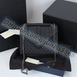 Genuine leather chain ENVELOPE shoulder bags fashion handbags clutch bag tuxury designer cowhide Cross body purses presbyopic card hold 2443