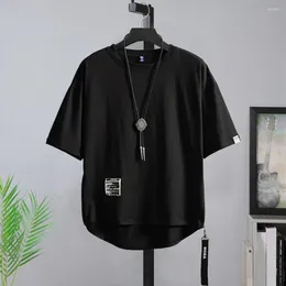 Men's T Shirts Men Summer T-shirt Loose Round Neck Side Zip Decor Pullover Soft Short Sleeves Plus Size Hip Hop Oversize Male Clothes