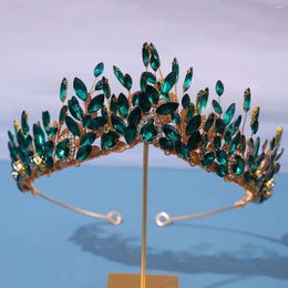 Headpieces Vintage Green Rhinestone Wedding Tiaras And Crowns For Women Bridal Hair Accessories Pageant Head Jewelry