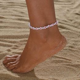 Anklets Bohemian Style Love Woven Pearl Adjustable Women's Beach Anklet