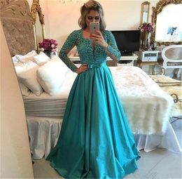 Robe De Soiree Arabic Style Evening Dresses Elegant Beaded Lace Long Sleeves Evening Prom Dresses Formal Pageant Celebrity Party G8971546