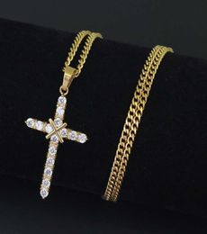 hip hop diamonds pendant necklaces for men women luxury necklace Stainless steel Cuban link chains Religion Christianity jewelry4854146