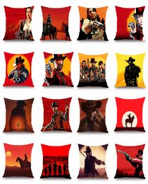 Popular Game Red Dead Redemption 2 Pattern Print Cotton Linen Polyester Throw Pillow Cases Car Cushion Cover Sofa Home Decor Pillo5232280