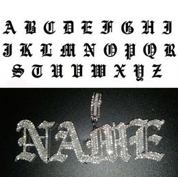 Hip Hop Custom Name Old English Gothic Font Letter Pendant Necklace Iced Out CZ Men Women Gold Silver Colour Jewellery Necklaces 20103307904