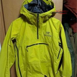 Varumärkesdesigner broderade vårjackor Arcsl Hooded Pullover Anorak Jacket Nylon Yellow S UB1U