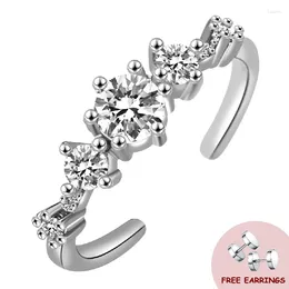 Cluster Rings Trendy Open Finger 925 Silver Jewellery With Zircon Accessories For Women Wedding Engagement Promise Bridal Party Gifts Ring