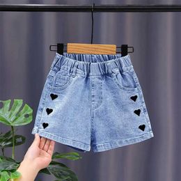 Shorts Girls Sommer Jeans Herzmuster Mädchen Shorts Neueste Kinder Jeans Casual Style Childrens Kleidung 4 6 8 10 12 14 Jahre alt2405