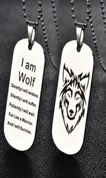 Fashion Wolf Pendant Necklace Double Side Engraved I Am Fans Gift Dog Jewellery Keychain Necklaces1947526