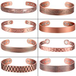 Pure Copper Magnetic Bracelet Men Arthritis Adjustable Magnets Women Cuff Therapy Health Energy Bangles Drop Wholesale 240510