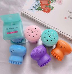 Wash Brushes Super Little Cute Octopus Face Cleaner Massage Soft Silicone Facial Brush Face Cleansers Blackhead Spot Acne6130339