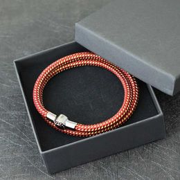 Charm Bracelets 2023 Luxury Rope Bracelet Men Double Layer Grade A Cord Braslet Cool Biker Surfing Fabric Braclet Unique Magentic Buckle Pulsera Y240510