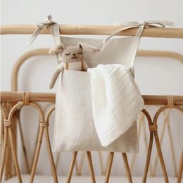 Baby Bed Hanging Storage Bags Cotton born Crib Organizer Toy Diaper Pocket for Crib Bedding Set Accessories Nappy Store Bags 240509