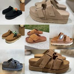 Fashion grey Sandals Outdoor Sand beach Rubber Slipper Fashion Casual Heavy-bottomed buckle Sandal leather sports size 35-44