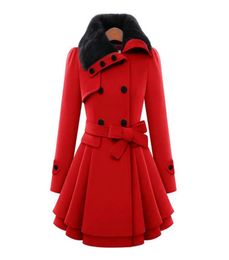 Women039s Trench Coats Autumn Winter Plus Size S5XL Women Fashion Faux Fur Lapel DoubleBreasted Warm Jacket Thick Wool Coat W9517497