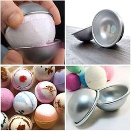 Wholesale- 10pcs Lot 3D Aluminium Alloy Ball Sphere Bath Bomb Mould Cake Pan Tin Baking Pastry Mould 4 5 x 2cm 5 5 x 2 5cm 6 5 x 3cm 260t