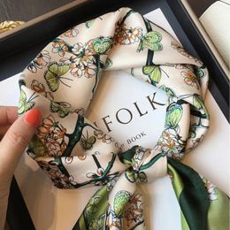 Silk Square Scarf Women Luxury Brand Print 100% Real Hand Wirst Hijab Shawl Design Wrap Neck Tie Hair Foulard Bandana