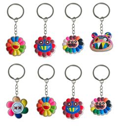 Key Rings Fluorescent Rainbow Flower Keychain Keychains Backpack Purse Handbag Charms For Women Childrens Party Favours Keyring Suitabl Ot08J