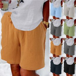 Women's Shorts Summer Drawstring Pockets Straight Wide Leg Knee Length Ladies Sweatpants Loose Bodybuilding Joggers Short Pants