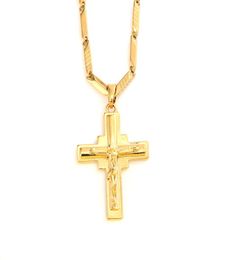 Men039s Pendant 18 k Solid Fine Yellow Gold GF Charms Lines Necklace Jewellery Factory God gift7200958