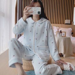 Sandwich air cotton oversized postpartum clothes autumn and winter, three-layer warmth for pregnant women, nursing Pyjamas