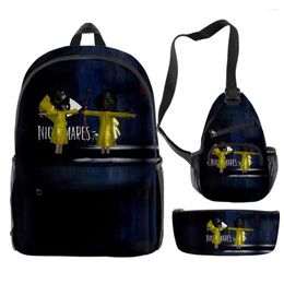 Backpack Fashion Novelty Little Nightmares 2 3D Print 3pcs/Set Pupil School Bags Trendy Travel Laptop Chest Bag Pencil Case