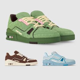 Treinador clássico casual masculino tênis de tênis de tênis de luxo de luxo de luxo letra verde letter scarpe desgaste resistente à plataforma plana plataforma de couro sapatos femininos de couro sapatos