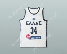 CUSTOM NAY Mens Youth/Kids GIANNIS ANTETOKOUNMPO 34 GREECE NATIONAL TEAM WHITE BASKETBALL JERSEY TOP Stitched S-6XL