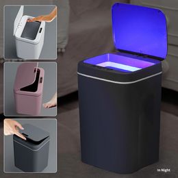 1216L Intelligent Induction Trash Can Automatic Smart Waste Bin Bathroom Dustbin Home Living Room Kitchen Garbage Storage 240510