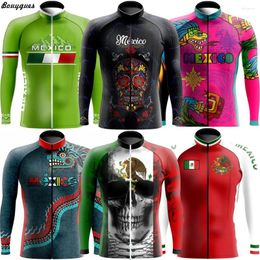 Racing Jackets 2024 Team Pro Mexico Cycling Jersey Set Long Sleeve Mountain Bike Clothing Breathable MTB Bicycle Clothes Wear For Mans