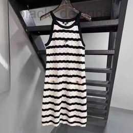 Basic & Casual Dresses designer 2024 Spring/Summer New Black and White Stripe Style Temperament Commuting Versatile Women's Tank Top Dress 3L12