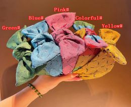 Bow Letter Canvas Headbands Women Vintage Colourful Hairband Trendy Elastic Personality Headwrap Outdoor Sport Hair Jewelry1716760