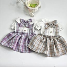 Dog Apparel Puppy Clothes Plaid Skirt Cute Dress Spring Summer Fashion Coat Small Shirt Cat Yorkshire Chihuahua Tulle Breathable