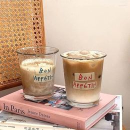 Wine Glasses Korean Style Coffee Mug Summer Simple Alphabet Glass Cups Ice Latte Juice Milk Tea Cup Drinking Home Bar Drinkware