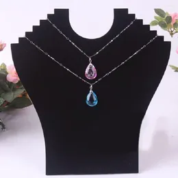 Jewellery Pouches Display Holder Easel Black Stand Neck Velvet Pendant Chain