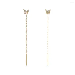 Dangle Earrings Aide Four-leaf Long Chain Tassel Zircon 925 Sterling Silver Drop For Women Minimalist 18K Gold Fine Jewelry